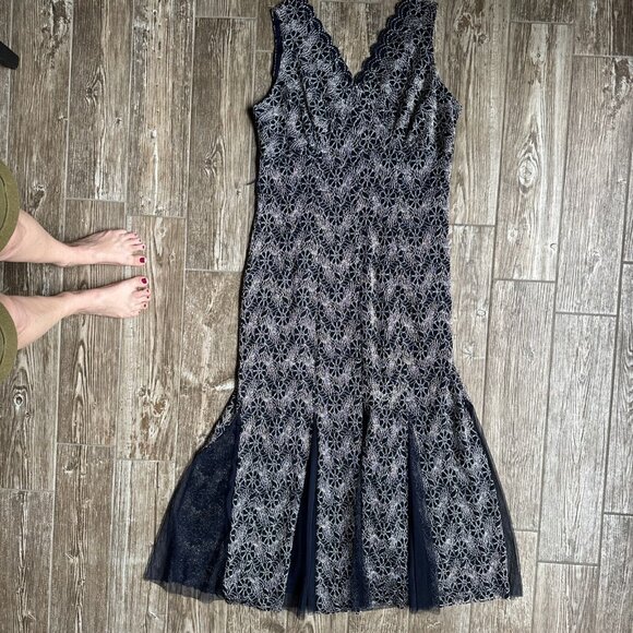 Vintage Y2k 90s Whimsigoth Fairy Maxi Dress Embroidered Plus 2X Sheer Mermaid - Picture 2 of 12